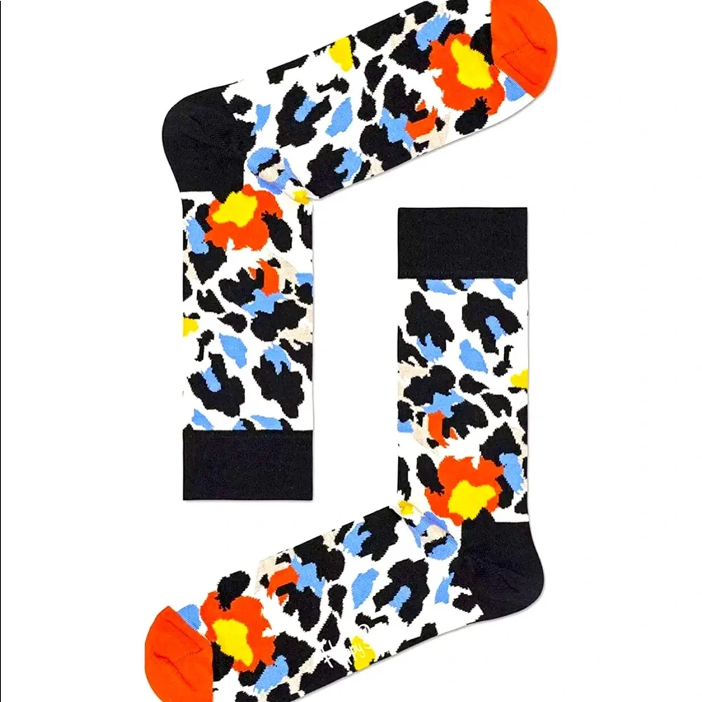 Unisex Happy Socks Leopard Print Crew Socks